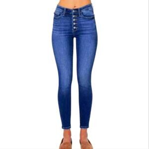 Calvin Klein High Rise Skinny Button Fly Dark Blue‎ Denim Jeans Plus Size 20W